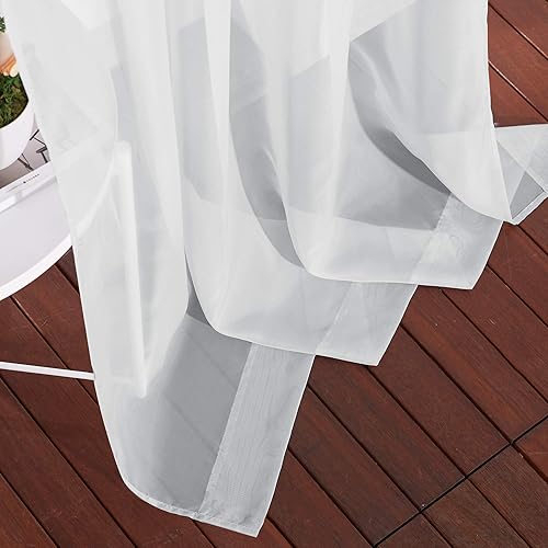 Miniatura 7 de NICETOWN - Cortinas traslúcidas de gasa y largas, con ojales, modernas, para el dormitorio o sala de estar (gris claro, un par, 54 pulgadas de ancho