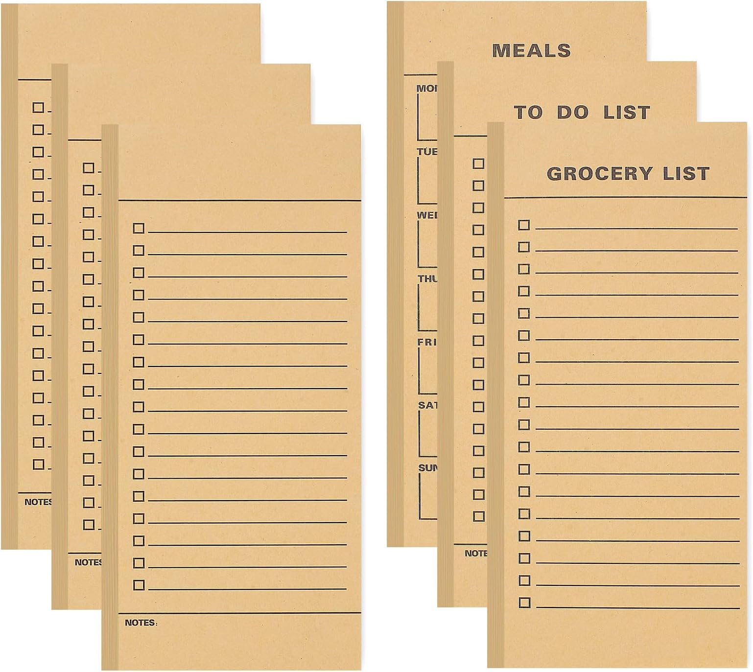 Utron 6 Pack Vintage Magnetic Notepads for Refrigerator, 50 pages/book Grocery List Magnet Pad for Fridge, Design Magnetic Grocery List Pad for Fridge, Grocery List Notepad, To-Do List