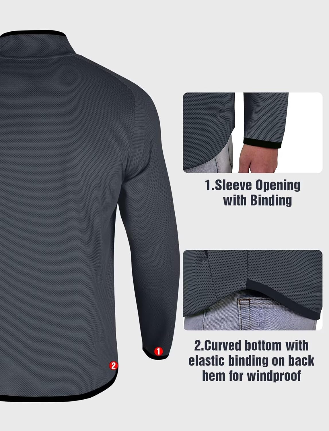 Zengjo Men's Track Jackets Full Zip Running Athletic Workout Lightweight Windproof Jacket with Zipper Pockets Quick Dry - Image 5