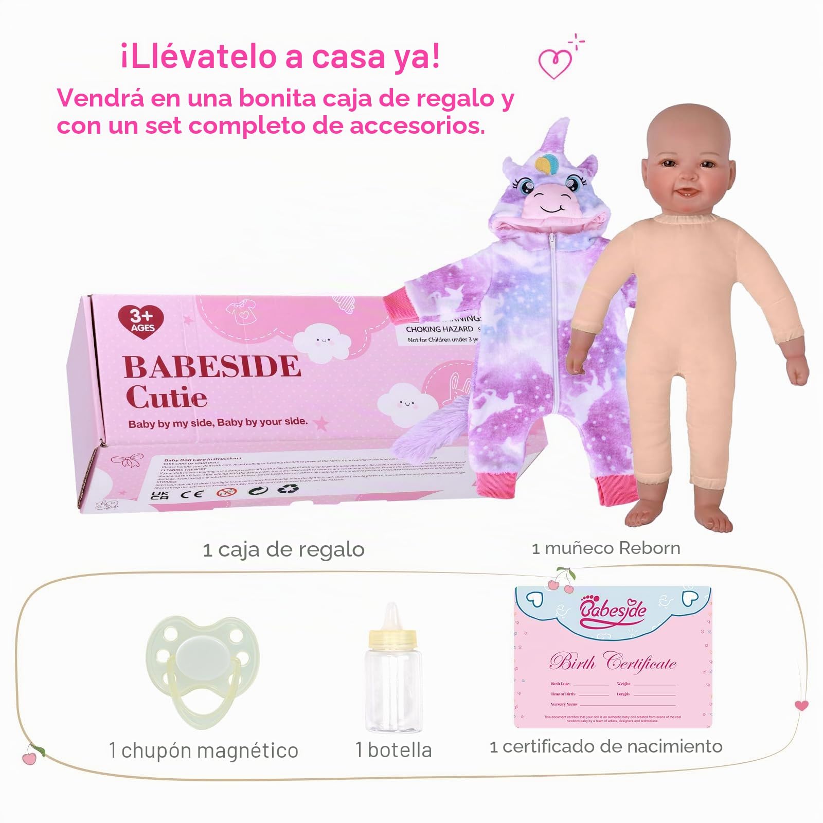 BABESIDE Muñeca Niña 43cm Extremidades Vinilo Realistas Cuerpo Suave