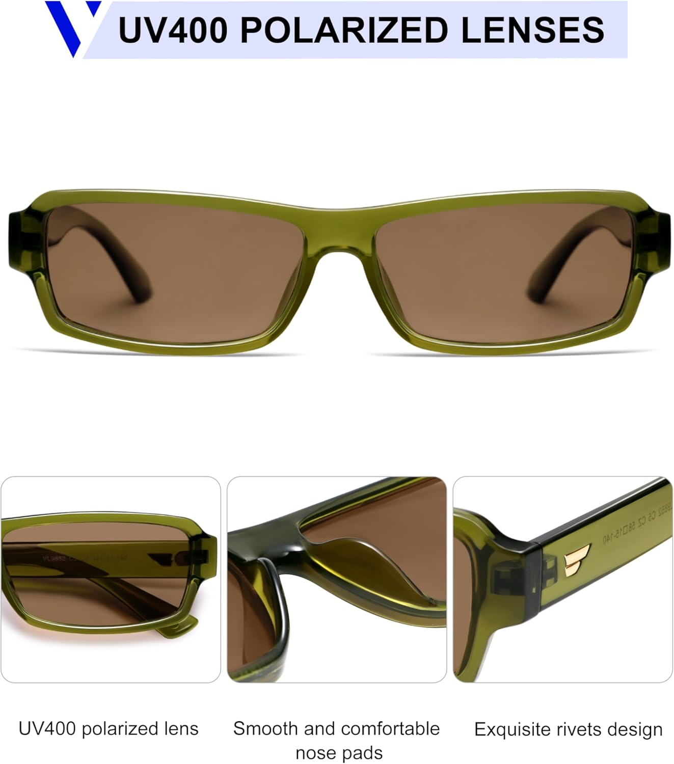 VANLINKER Retro Rectangle Polarized Sunglasses for Women Men Vintage 90s Small Trendy 2025 Sunnies VL9852 - Image 4