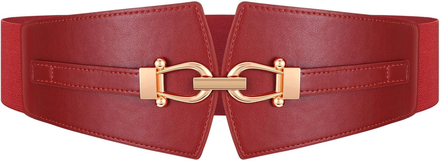 Wide Elastic Belts for Women Stretch Belt Gold Buckle Stretchy Waist Belts for Dresses Coats