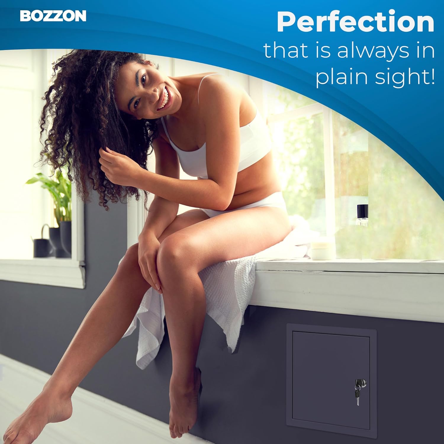 BOZZON Access Panel for Drywall 24 x 24 inch – Metal Door with Key Lock, 18 GA Steel Frame, Wall Hole Cover, Plumbing Access Door, White