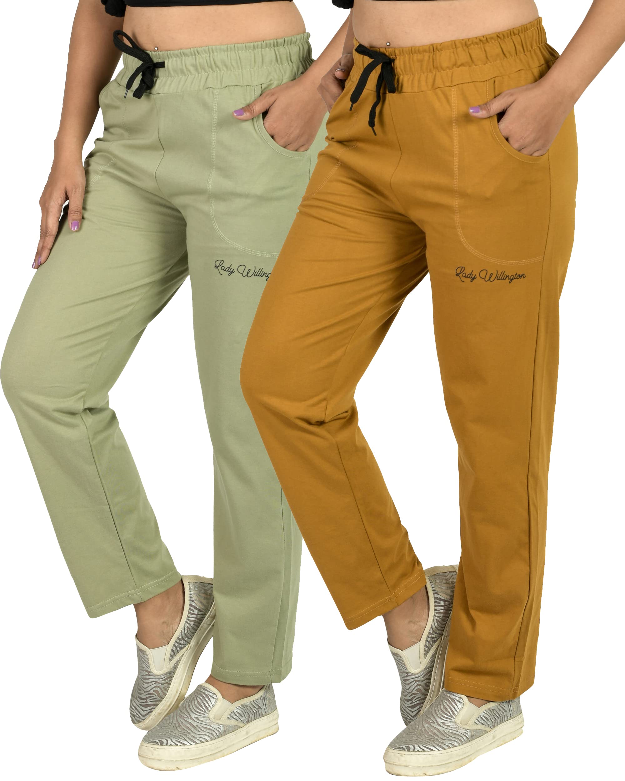 ladywillington Women Regular Fit Cotton Plain Comfortable Night Trackpant With Side Pockets, Lower, Sports Trouser, Joggers, Lounge and Daily Gym Wear-picture-12