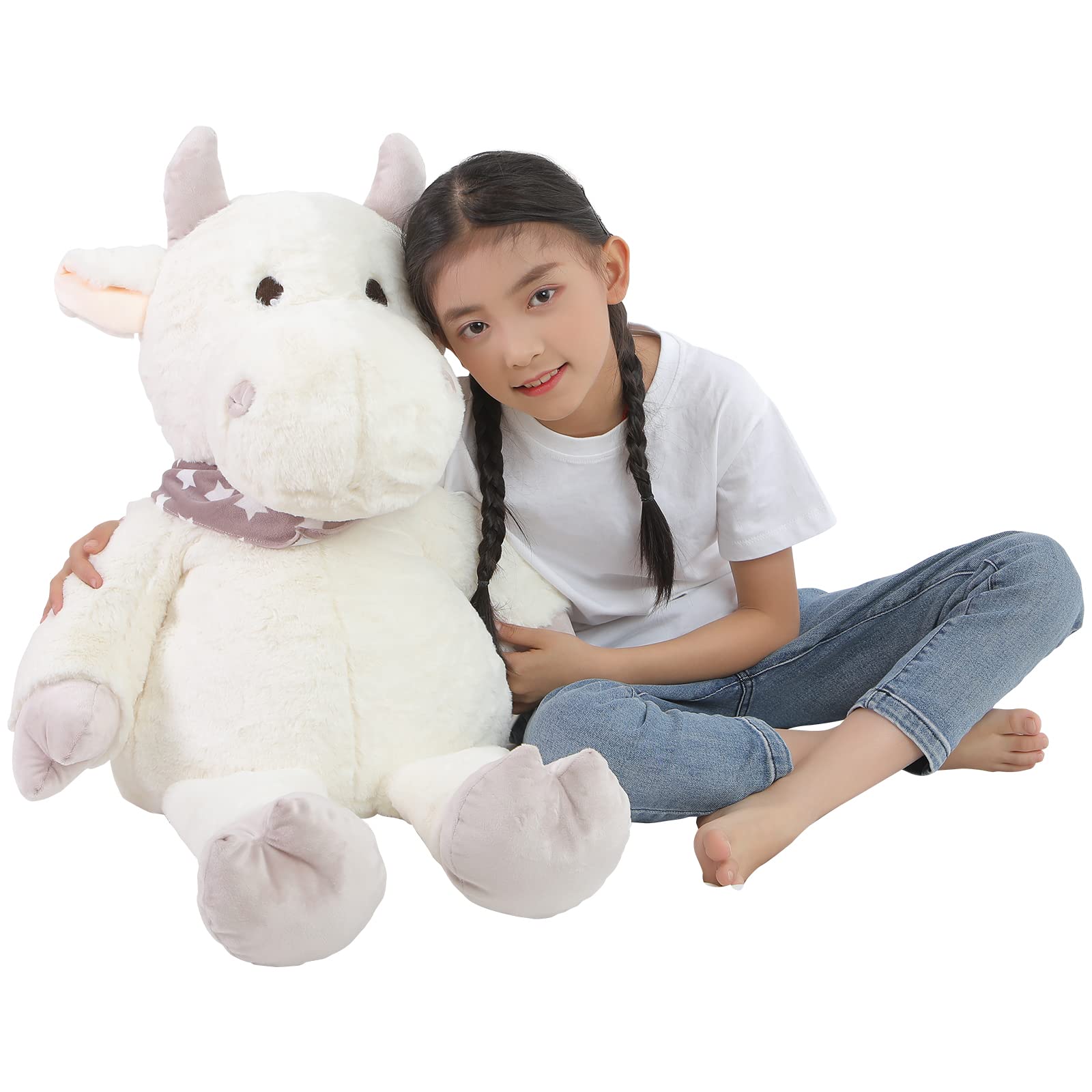 Meow Wang 31.5" Cow Stuffed Animals Plush Toy，Cute Anime Cow Body Soft Pillow Doll Kawaii Cow Plushies，Great Gift for Kids Birthday,Valentine