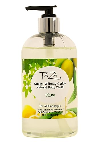 Taza Gel de baño natural premium Omega-3 de cáñamo y aloe coco lima, 16 fl oz (16.0 fl oz) Piel suave y lisa Contiene Aceite de semilla de cáñamo