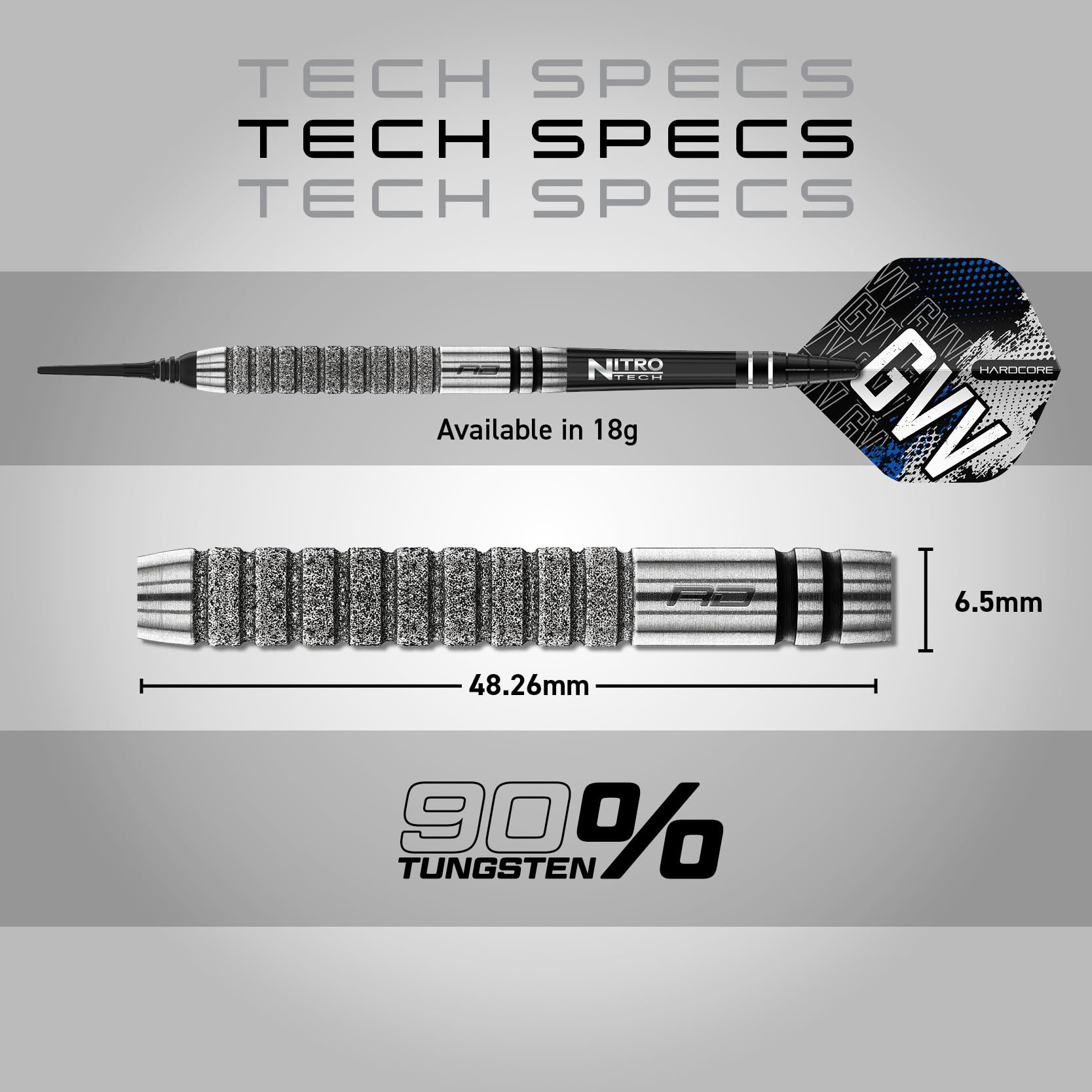RED DRAGON Darts – Giocatore Professionista - Gian Van Veen Tour Edition Serie - 90% Tungsteno Punta in Acciaio Set di Freccette con voli e aste per Freccette - Disponibile in Punta Morbida e Acciaio