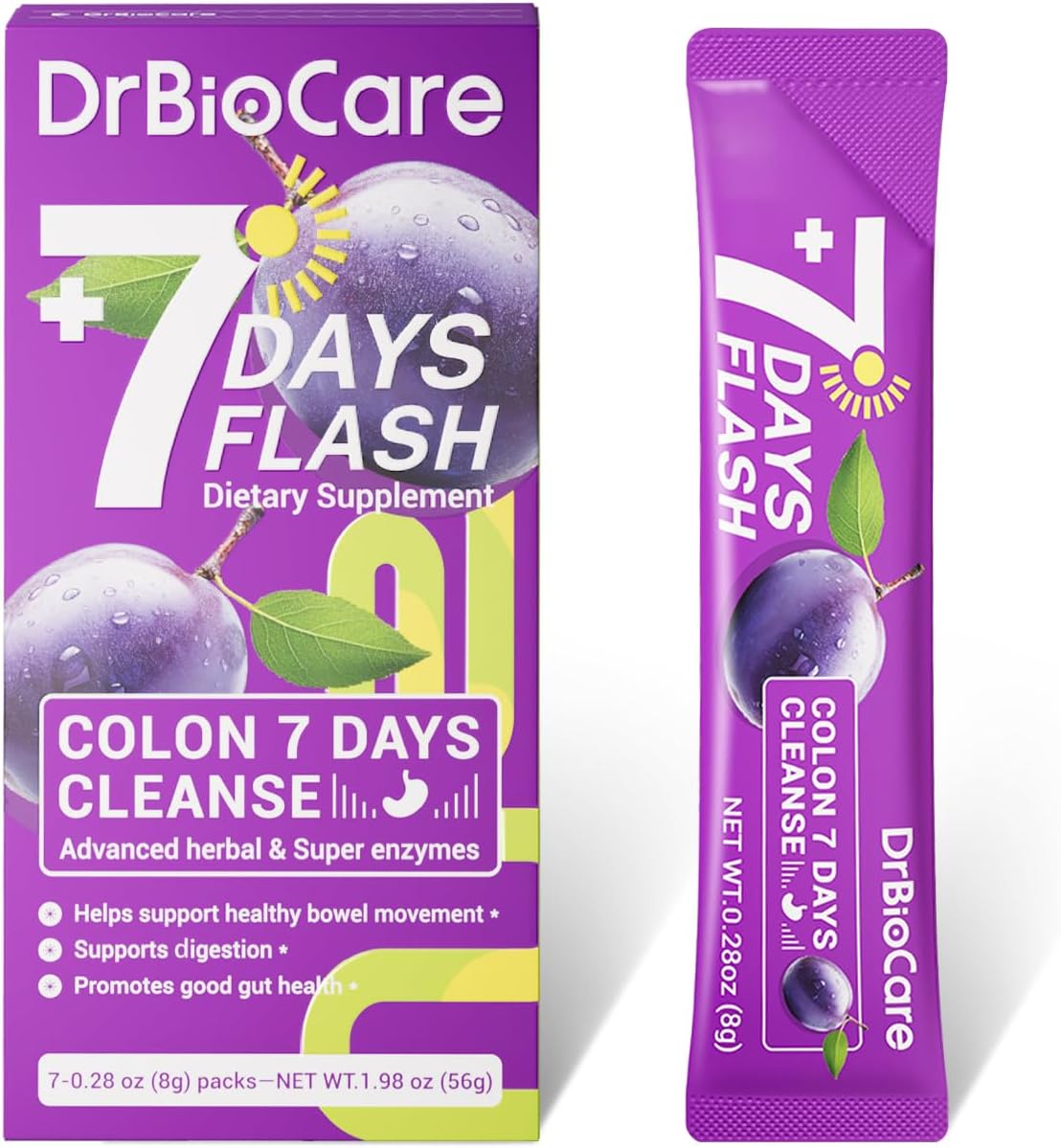 Colon 7 Days Cleanse, 7 Days Flash, Colon Cleanse, Detox & Digestive Support, Prune Flavor – 7 Packs
