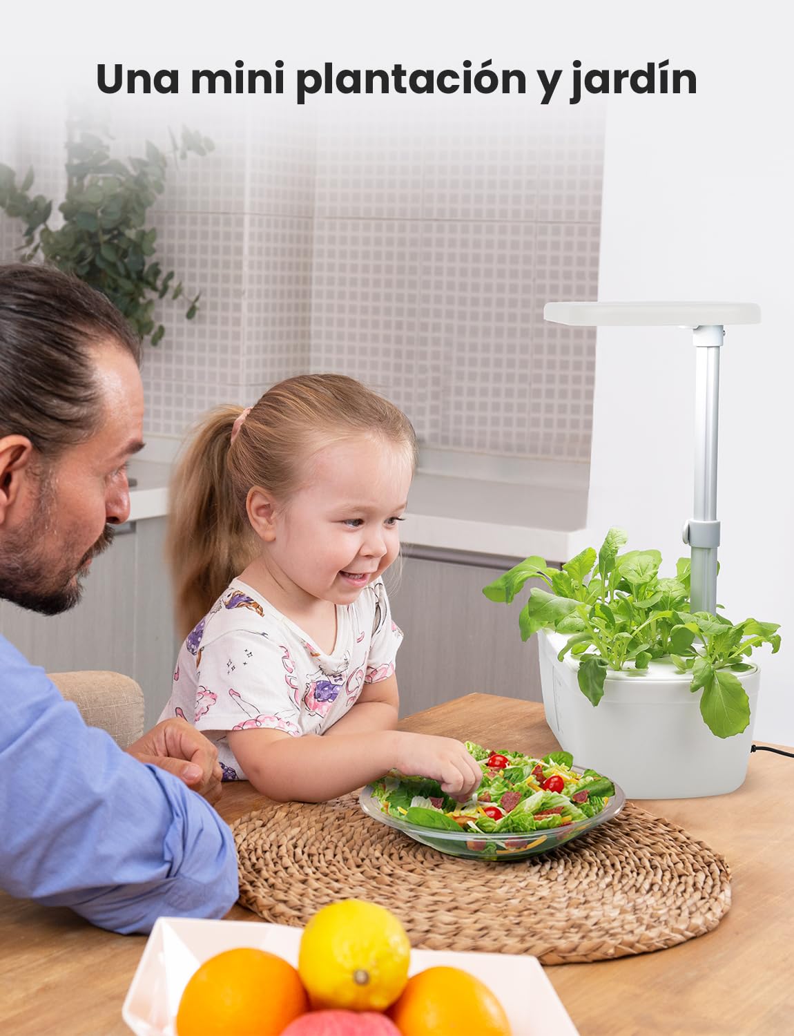 Sistema de Cultivo Hidropónico Kit de Cultivo Interior con Iluminación LED Automática, Huerto Interior con Temporizador Automático, Altura Ajustable (6 Vainas)