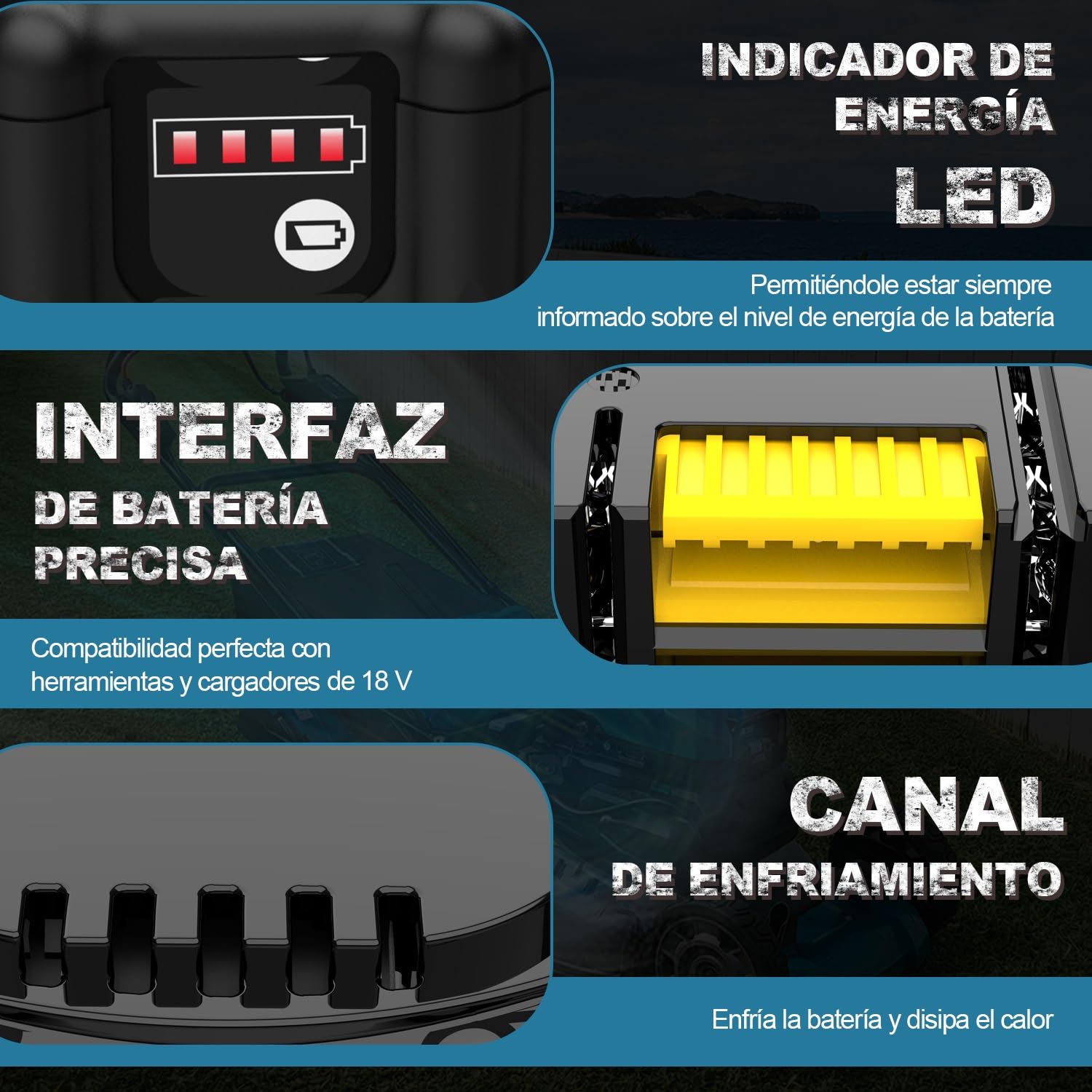 Paquete de 2 baterías de 18V y 5,0 Ah para Makita de 18V con Cargador | Compatible con cargadores BL1860, BL1850, BL1850B, BL1845, BL1840, BL1835 y BL1830B; cargadores DC18RD, DC18RC y DC18RA