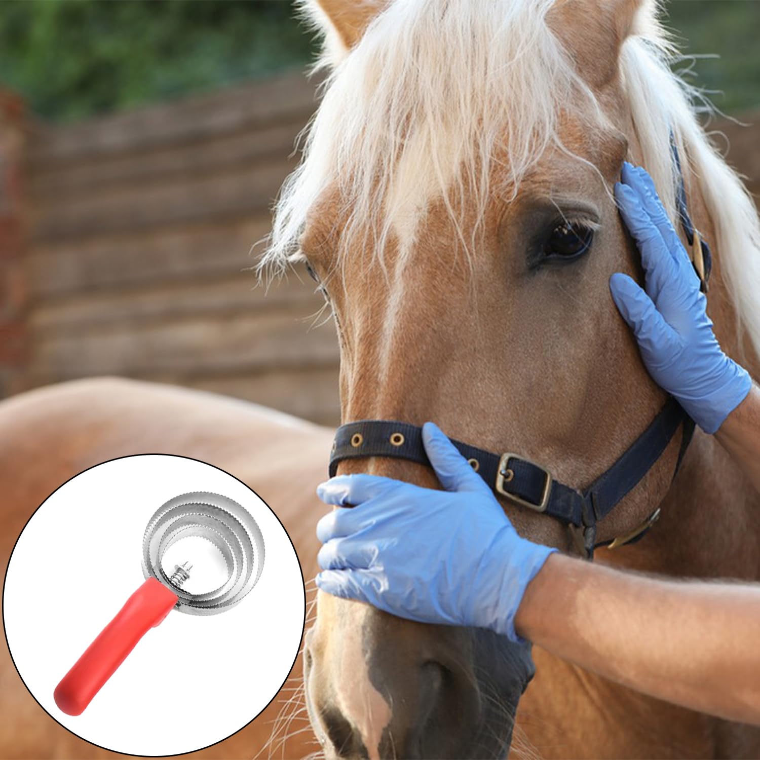 MEISH Horse Scraper and Curry Comb - 4 Ring Shedding Brush, Stainless Steel Livestock Itching Brush for Horse Grooming - Image 4