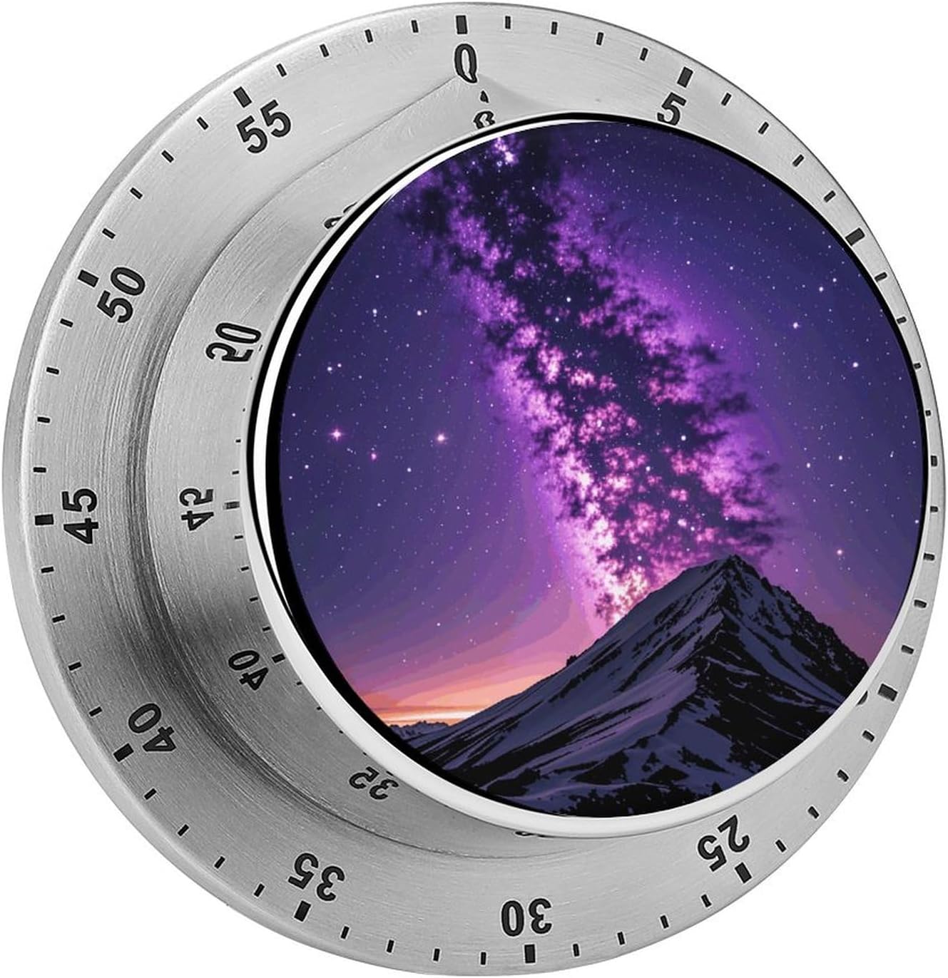 Purple Starry Timer Stainless Steel Kitchen Timers Waterproof & Rust-Proof 60 Minute Mechanical Timer with Loud Alarm for Cooking, Baking, Fitness