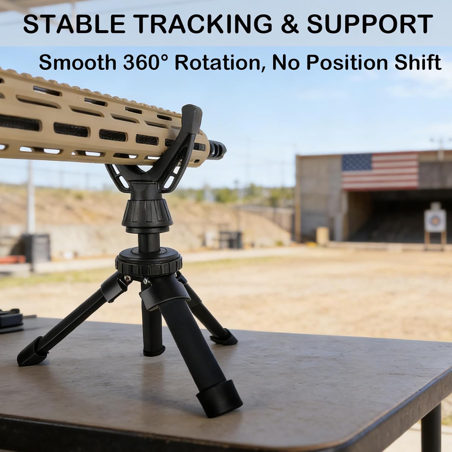 Portable Shooting Tripod with 360° Rotating & Removable V Yoke - Adjustable Height Rifle Rest Stand for Hunting, Target Shooting, Binoculars, Cameras & Outdoor Activities