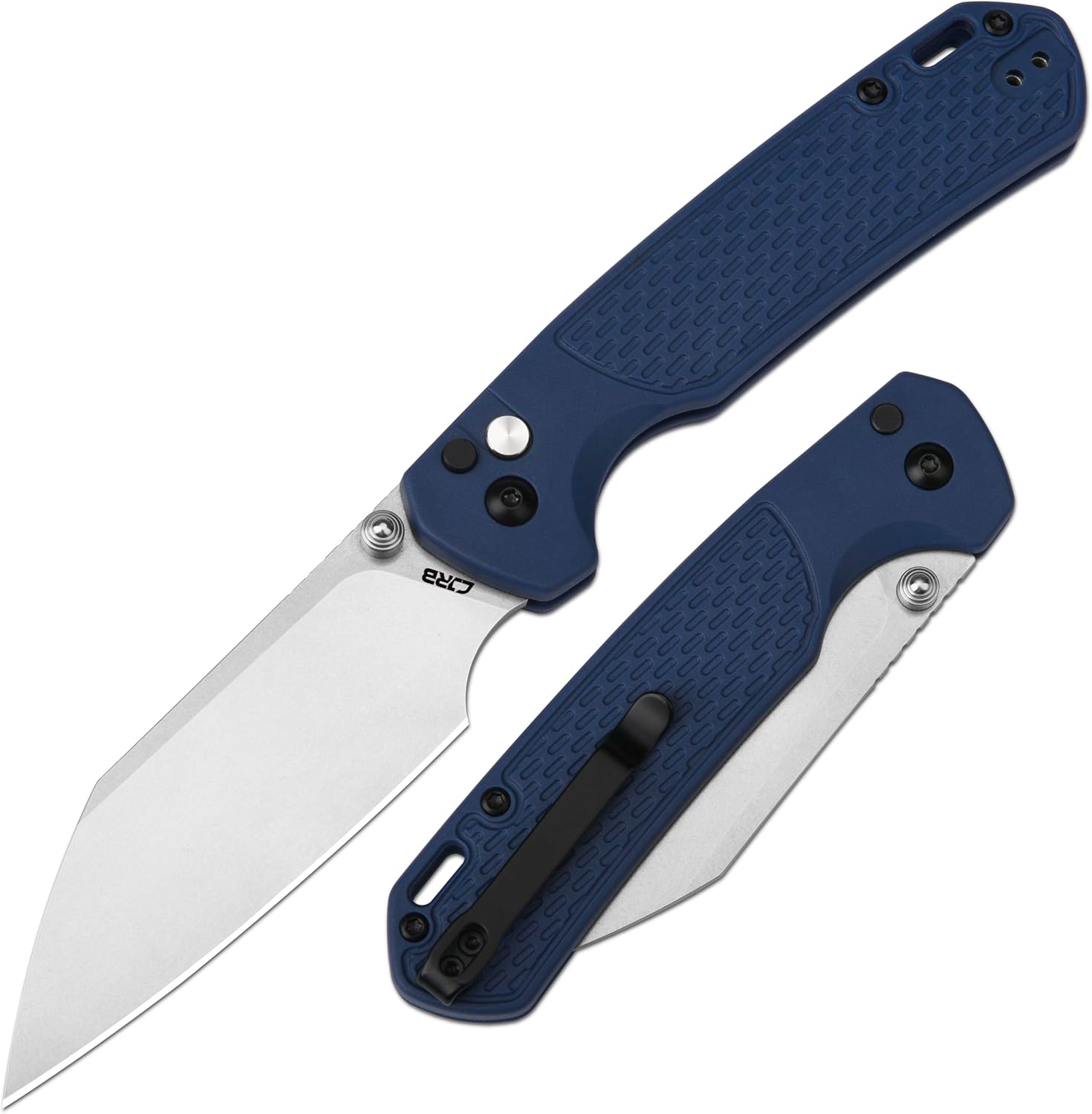 CJRB Large Pyrite-Light(J1945L) Pocket Knife for Men, Folding Knife with 3.7'' AR-RPM9 Steel Blade EDC Knife with Clip, Button Lock with Safety Switch Pocket Knife for Camping Hiking Survival