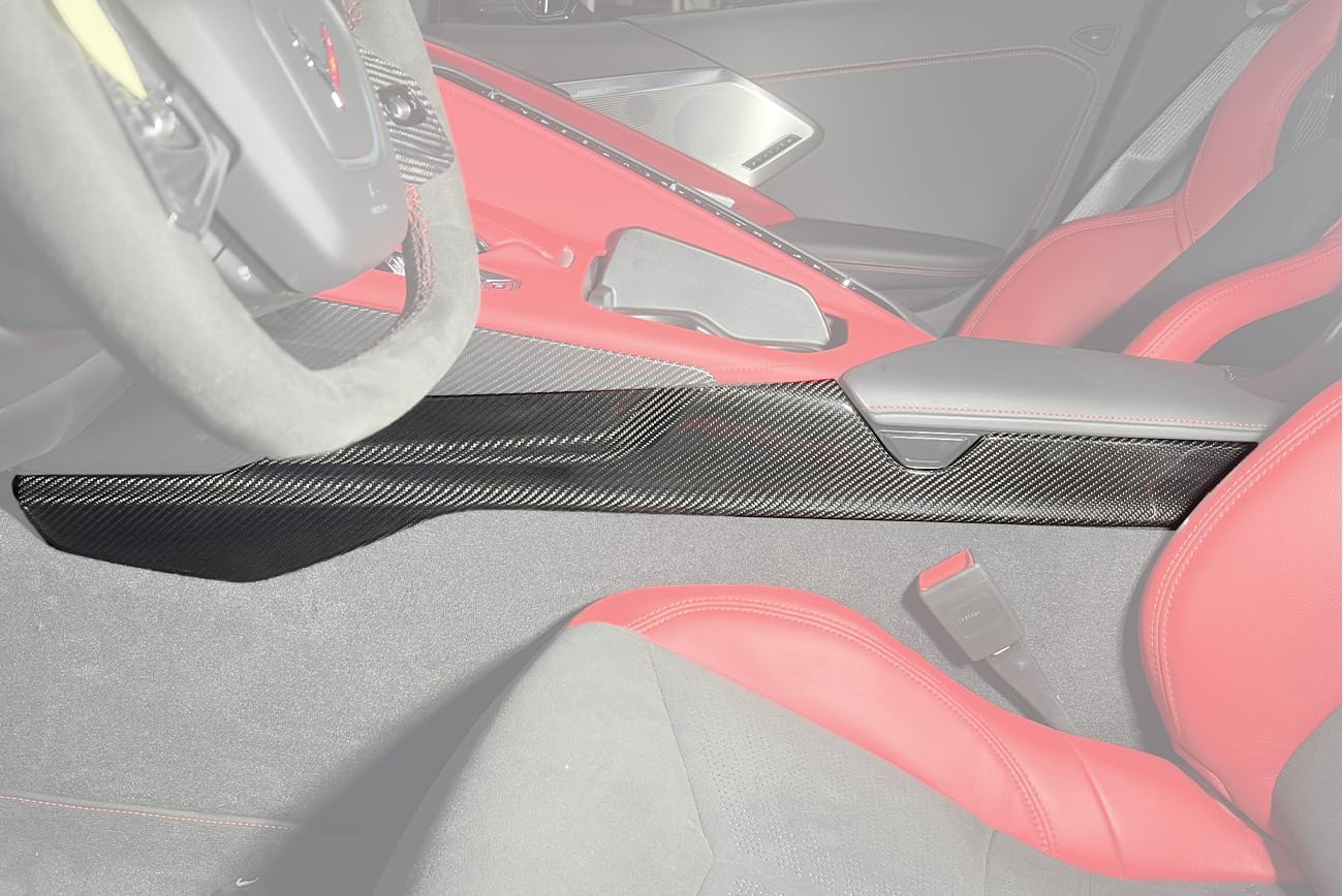 Extreme Online Store Replacement for 2020-Present Chevrolet Corvette C8 | GM Factory Style Carbon Fiber Interior Center Console Side Panel Trim Vent Cover Pair