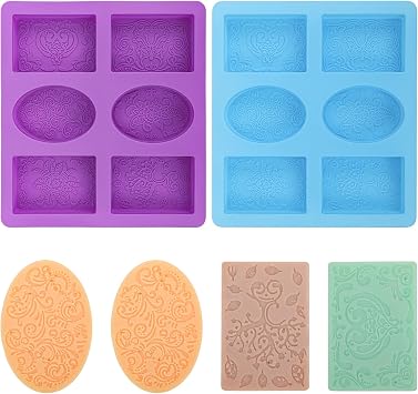 Silicone Soap Molds 2Pack, Rectangle Silicone Molds for Soap Making, Chocolate Jelly Pudding Mousse Cake Making