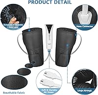 Vista 7 de QUINEAR Masajeador de piernas con compresión de calor y aire, masajeador de pantorrillas con 3 modos, 3 intensidades, masajeador de compresión