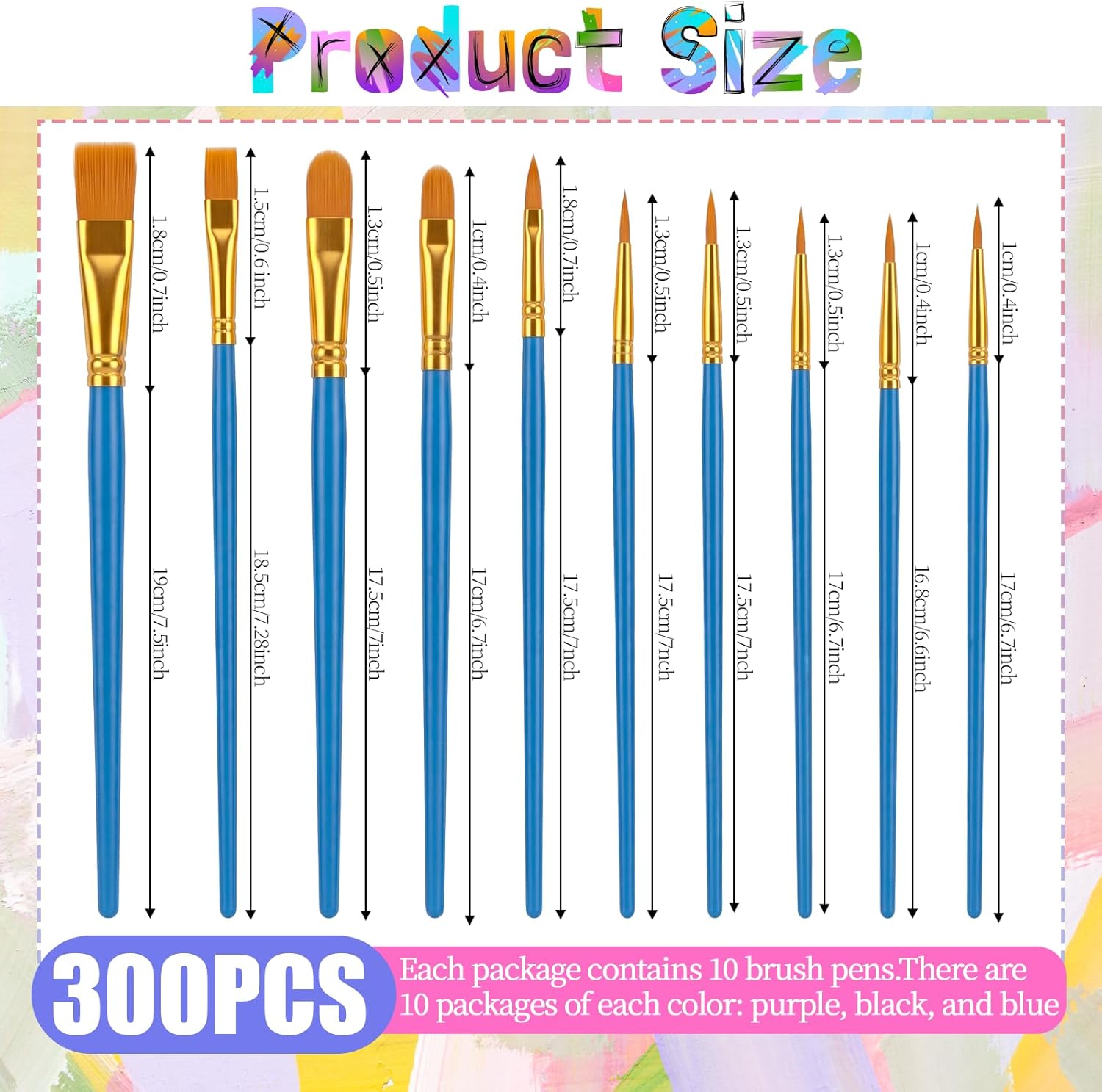 330 Pcs Painting Brushes Palettes Set, Including 300 Paint Brushes and 30 Pcs Palettes Nylon Brush Head Suitable for Oil Watercolor Art Painting