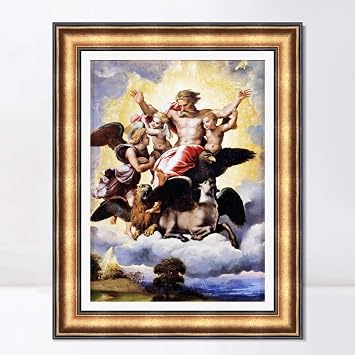 INVIN ART Framed Canvas Art Giclee Print Series#185 by Raphael/Raffaello Sanzio Wall Art Living Room Home Office DecorationsEuropean Retro Golden Frame with Linen Liner,20"x28"