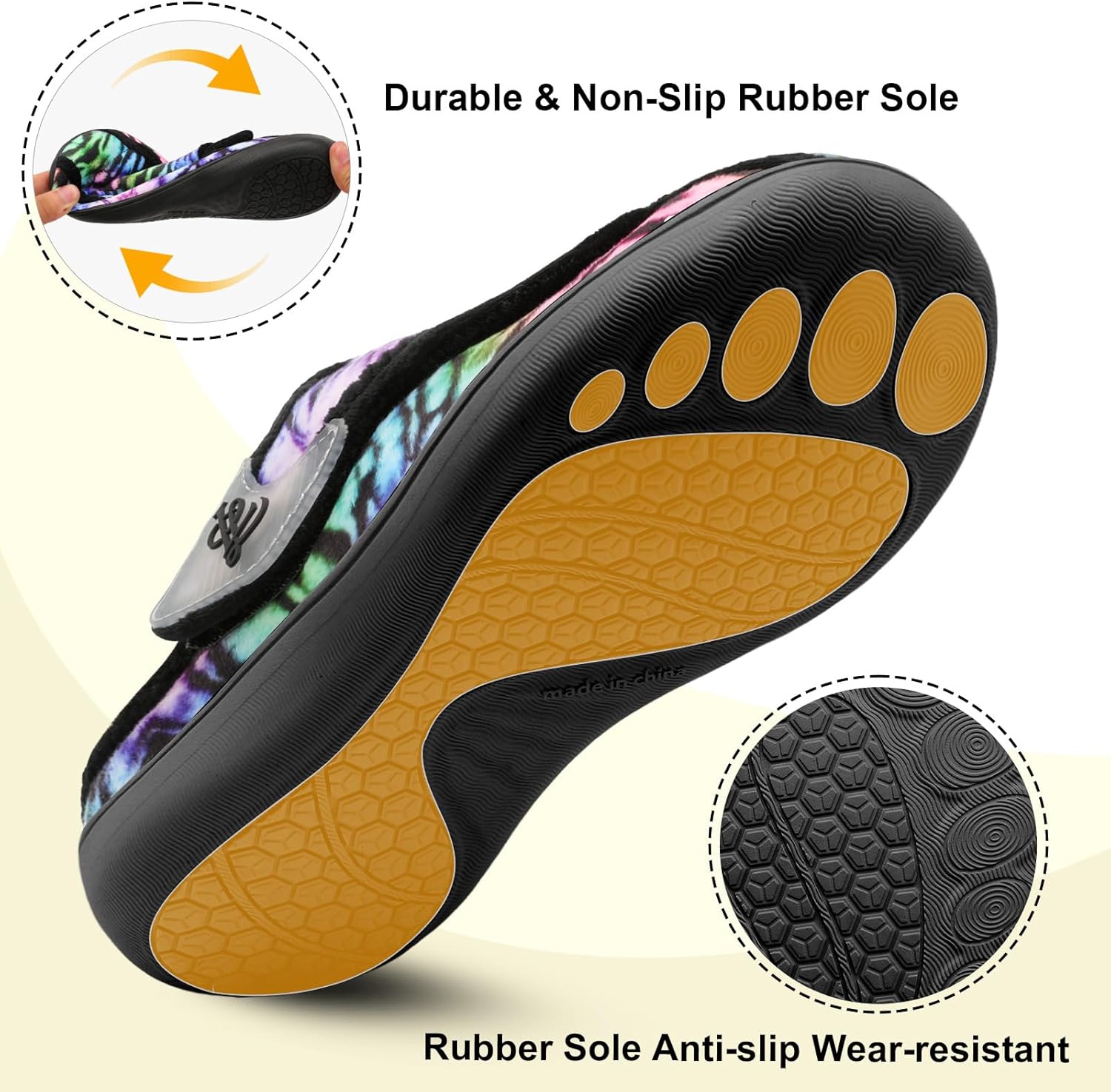 LeIsfIt Slippers for Women Extra Wide House Slippers Elderly Slip on House Shoes Non-Slip Indoor Outdoor Slipper Adjustable for Diabetic Swollen Feet - Image 5