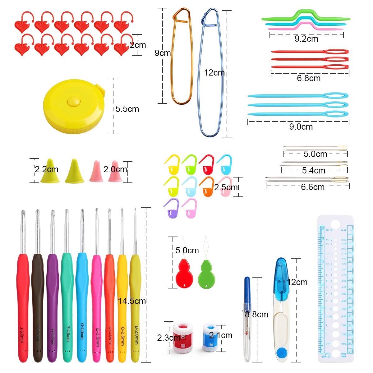 Set Uncinetti Colorati Ergonomici TIMESETL K Uncinetti E Ferri 72pcs Set Uncinetti Colorati | FindTheDeal Gomitoli Lana Offerta