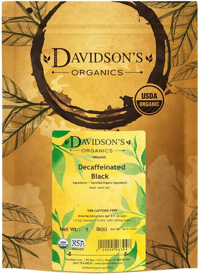 Davidson's Organics, Decaffeinated Black, Loose Leaf Tea, 16-Ounce Bag