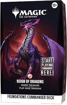 Magic The Gathering Foundations Commander Deck - Reign of Dragons | 100-Card Deck + Accessories