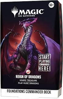 Magic: The Gathering Foundations Commander Deck - Reign of Dragons | 100-Card Deck + Accessories (English Version)