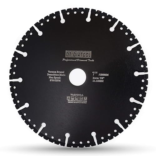 DT-DIATOOL Rueda de corte de metal de 7 pulgadas para tubo de acero multiuso Ángulo de barras de refuerzo de hierro Acero Aluminio PVCVacuum soldado