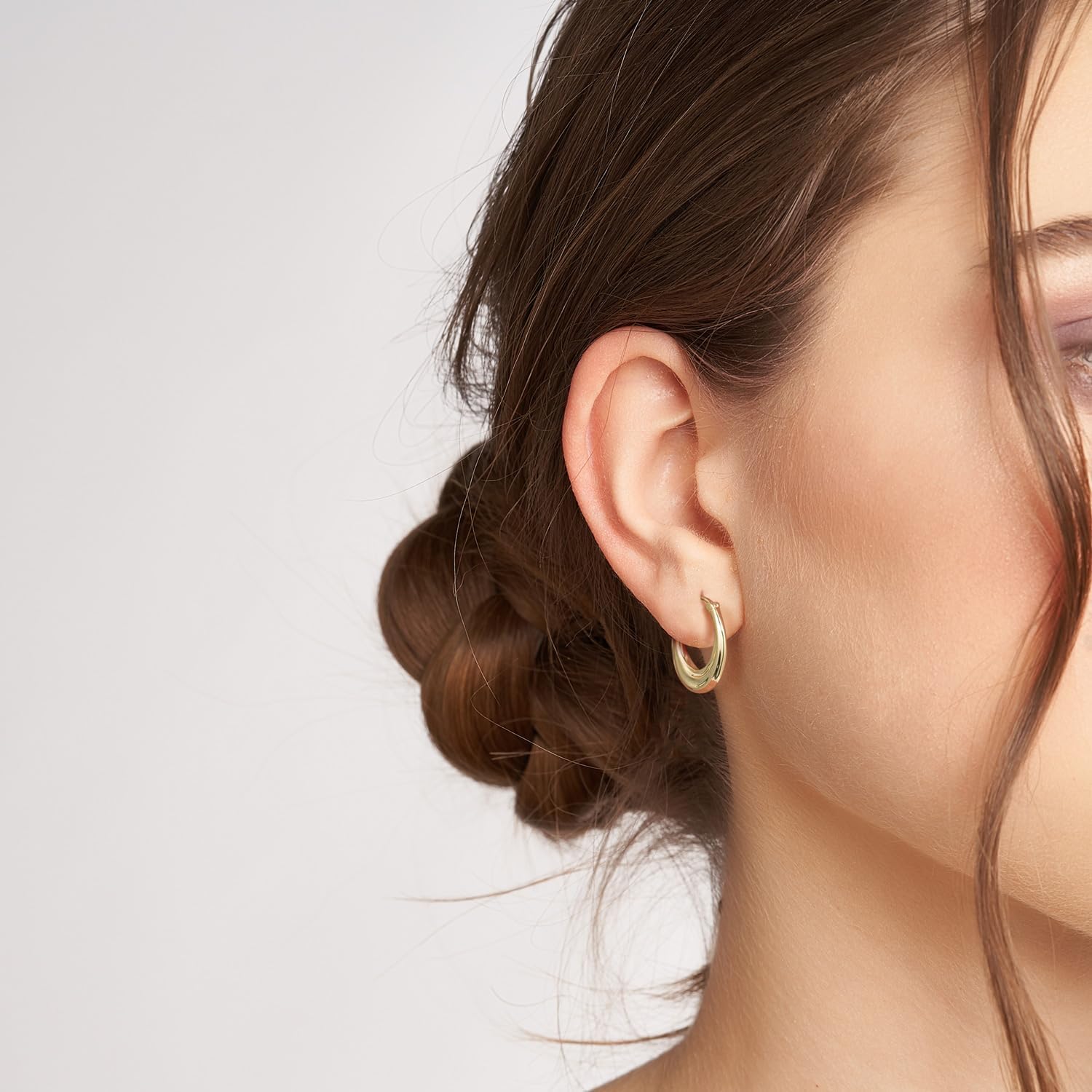 AMELINE 14K Gold Hoop Earrings for Women, Small Gold Hoop Earrings Well-polished Chunky Hoops Earring Dainty Hypoallergenic Earring - Image 3