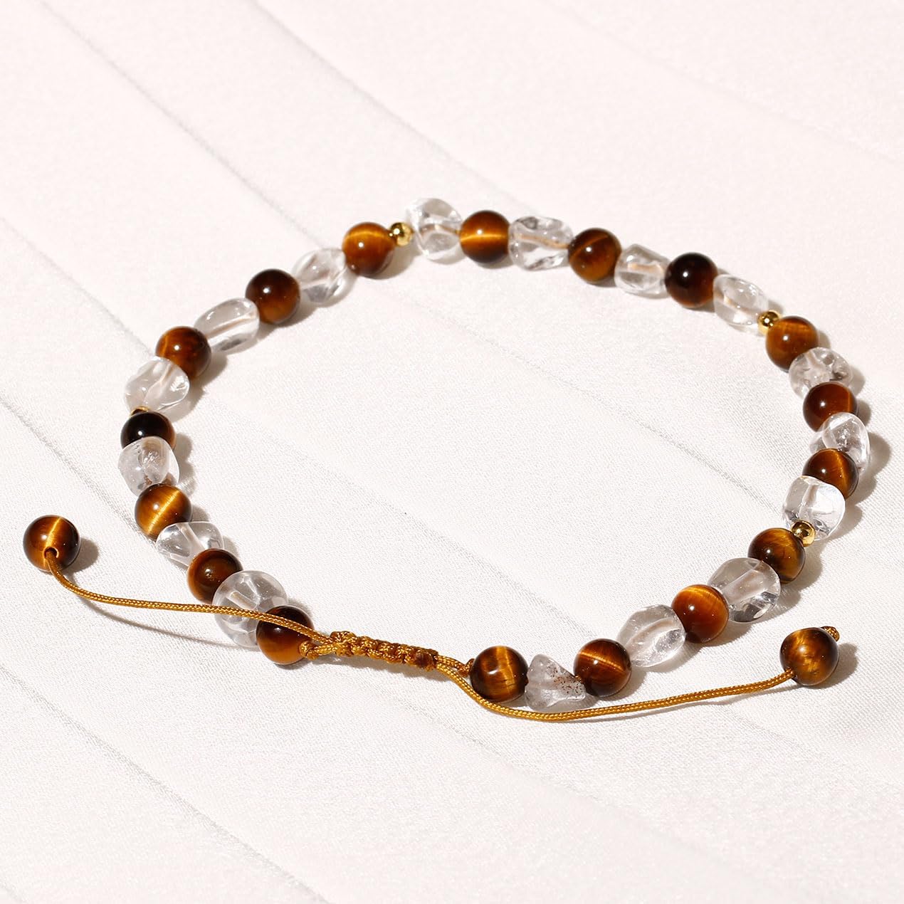 Tumbled Clear Quartz Beaded Anklet Adjustable Handmade Crystals and Stones Ankle Bracelets for Women Beach Foot Jewelry Gifts - Image 6