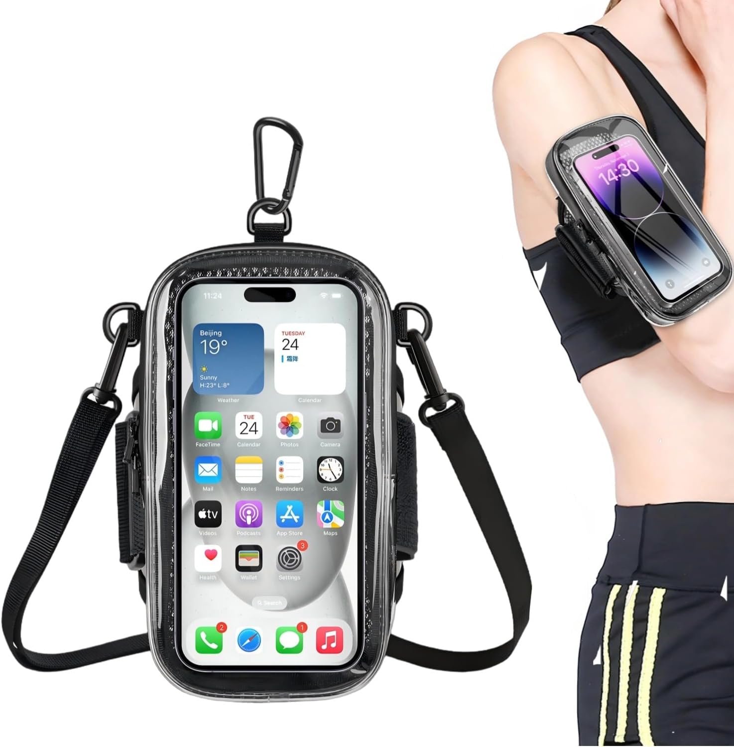 Phone Holder for Running, Armband for iPhone 16 15 14 13 Pro Max 12 11 Plus X Samsung Android Up to 6.9'', Universal Arm Bands Bag with Key Card Pocket for Exercise Walking Workout Fitness