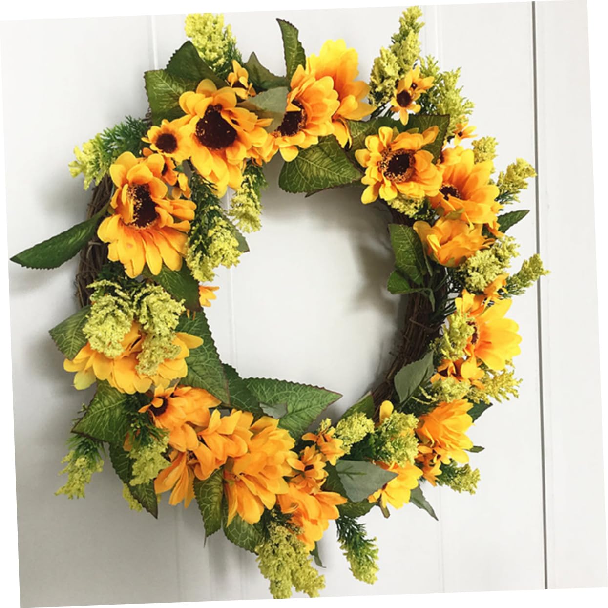 ABOOFAN Ghirlanda da Porta d Ingresso Fiori di Girasole Finti da Appendere alla Parete per Interni Decorazione da Appendere alla Finestra per Festival e Celebrazioni