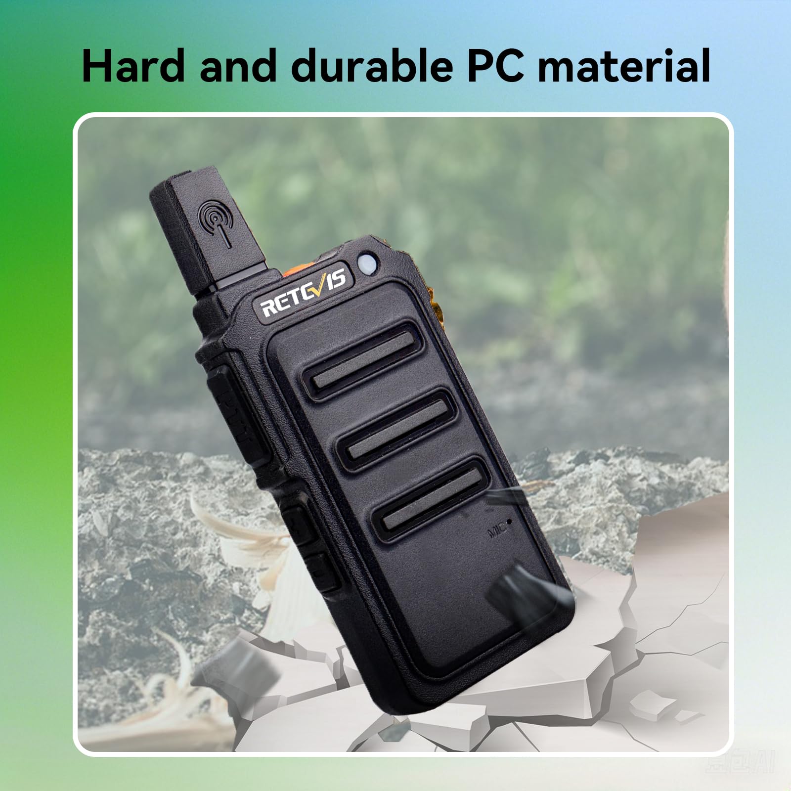 Retevis RT619 Talkie Walkie PMR446 Rechargeable 1300 mAh VOX 16 Canaux 2 Pièces Noir
