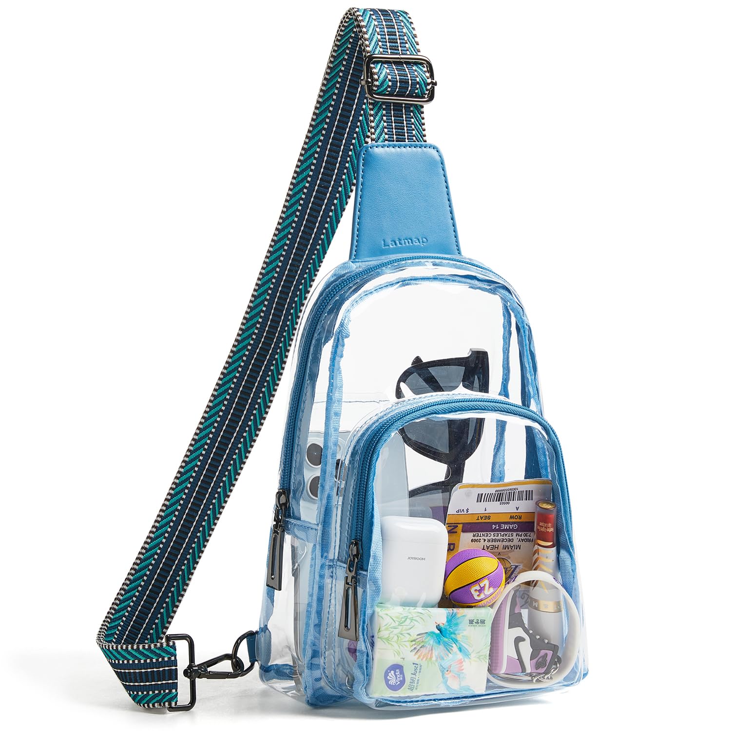 LATMAP Clear Bag for Stadium Events Large Clear Sling Bag for Women Men Crossbody Fanny Pack Backpack Chest Daypack