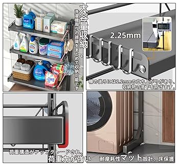 Amazon｜JOOHY ランドリーラック 洗濯機収納ラック 3段