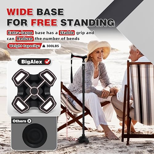 Miniatura 5 de BigAlex Bastón plegable ligero con mango de TPR suave y cómodo para adultos mayores y adultos mayores, mango más grande para mayor comodidad, palo