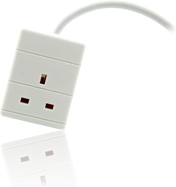 PRO ELEC 1 Gang Extension Lead 1m UK Mains Power Extension Cable White