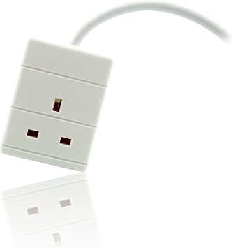 PRO ELEC 1 Gang Extension Lead 1m UK Mains Power Extension Cable White
