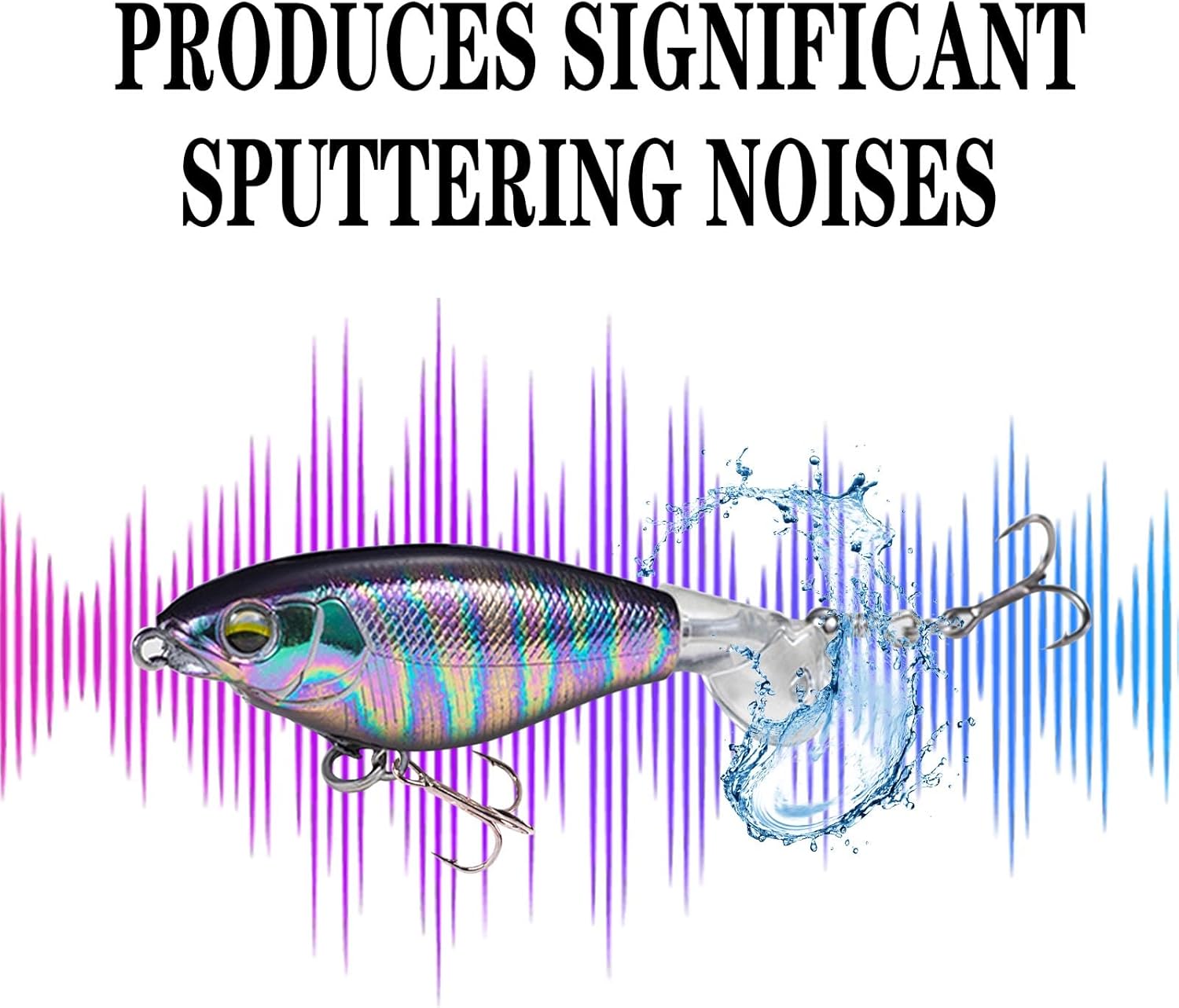 Topwater Fishing Lures for Bass, Whopper Popper Lures with Realistic 3D Eyes and Rotating Tails for Freshwater and Saltwater - 5pcs Set : Sports & Outdoors