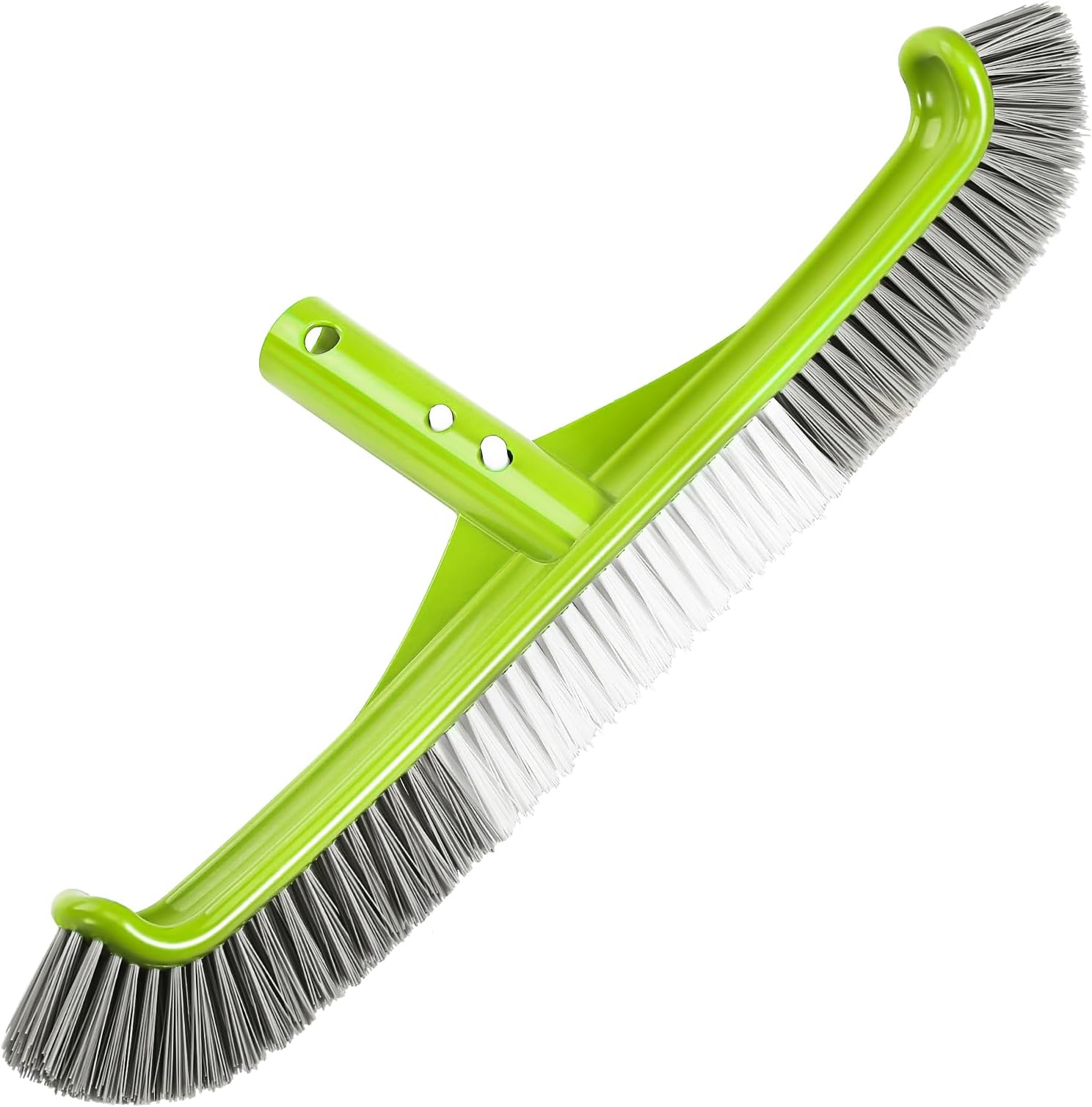 Pool Brush,17.5" Curved Edge Pool Brushes Head for Cleans Pool Swimming Walls, Tiles & Floors, Premium Nylon Bristles with EZ Clips
