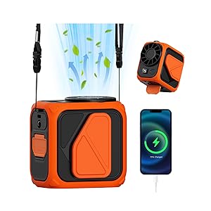 Snorthy Ventilatore portatile a clip in vita con luce a 4 velocità Mini ventilatore da appendere in vita 6000 mAh USB ricaricabile in vita ventola per Escursioni All’Aperto Campeggio Raffreddamento