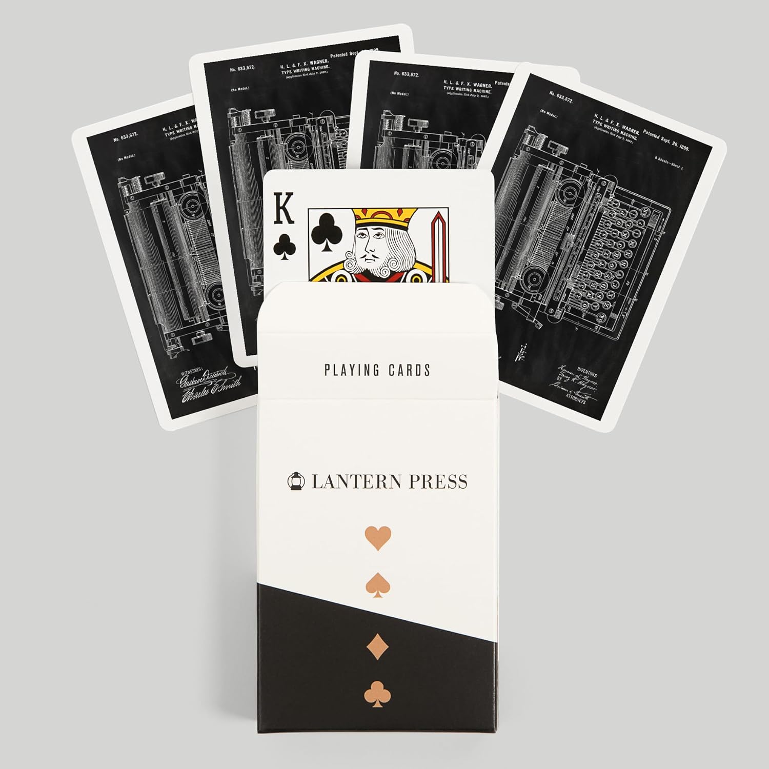 Lantern Press Blackboard Patent, Typewriter, 52 Playing Cards for Adults, Poker Size Card Deck