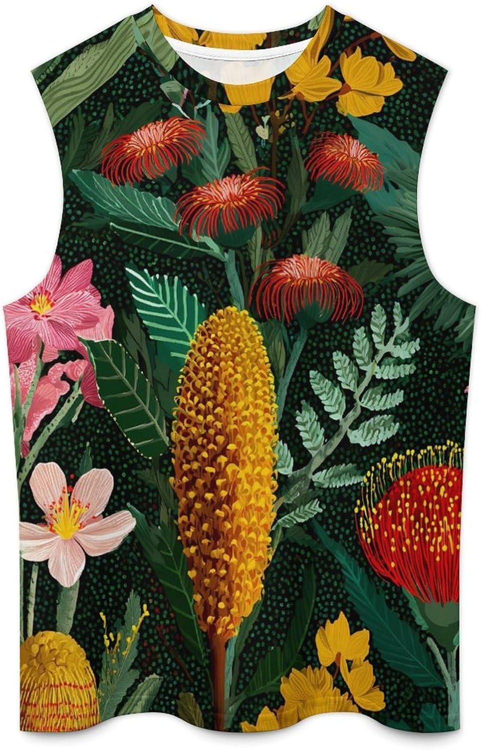 Australian Natives Botanical Men's Sleeveless Shirt Small