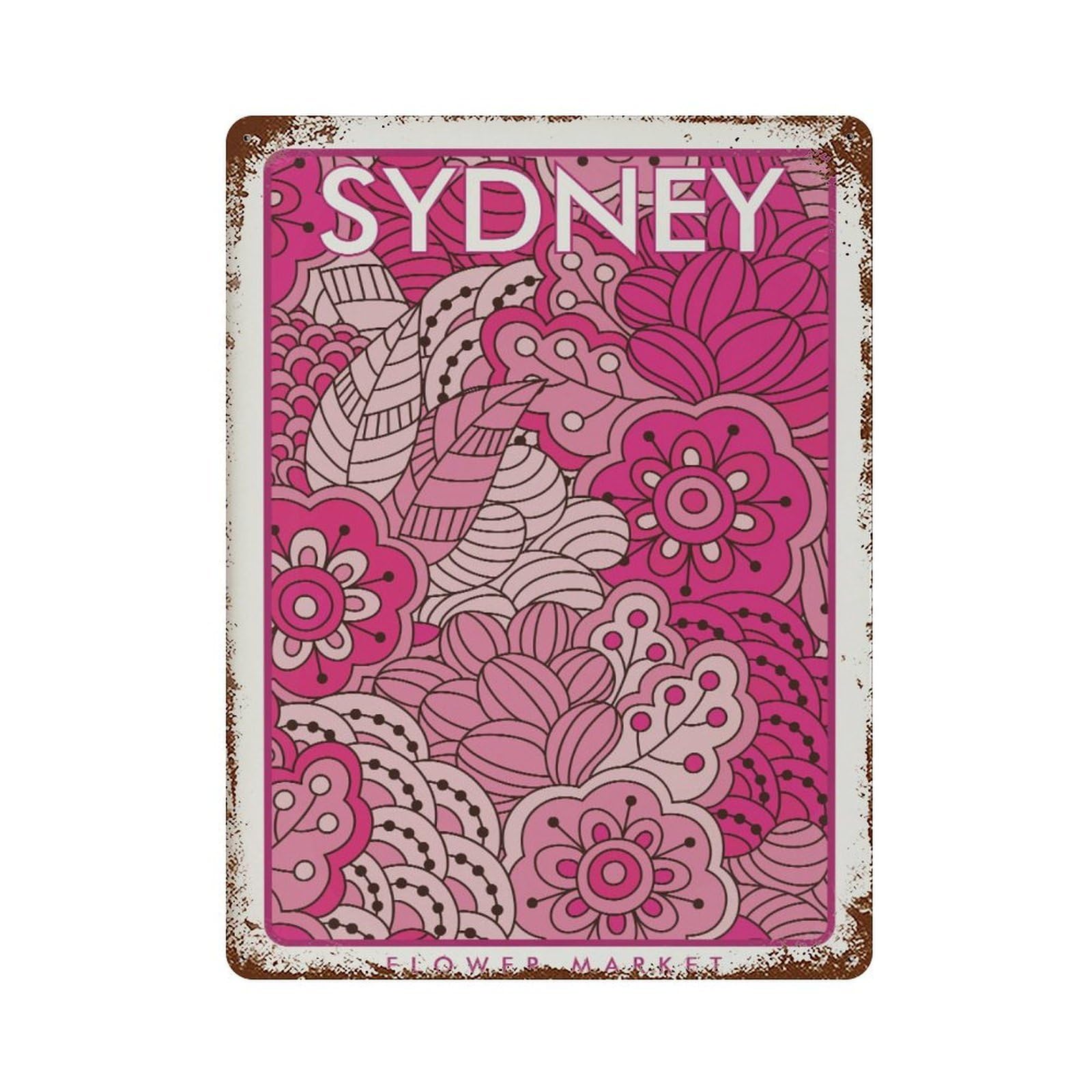 xiaoxiaoshen Sydney Flower Market Botanical1 Wall Decor Art Metal Tin Poster Modern Home Decor Art Home Bar Shop Decorations Vintage Sign 40x30cm