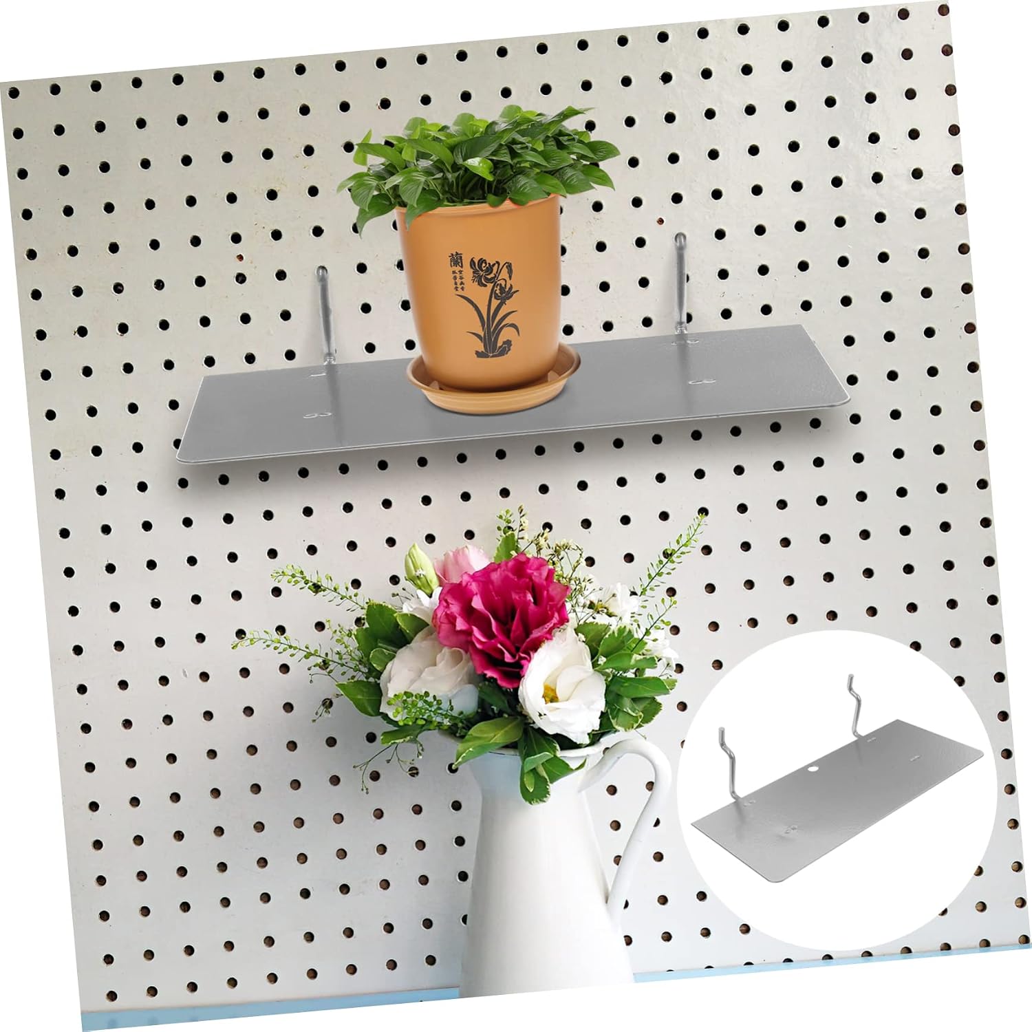 2pcs Pegboard Shelf Brackets Material Strong for Garage Office Craft Room