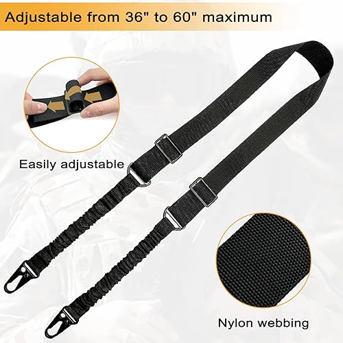 Miniatura 3 de Eslinga de 2 puntos con ganchos, correa duradera de 1.5 pulgadas con herrajes totalmente metálicos