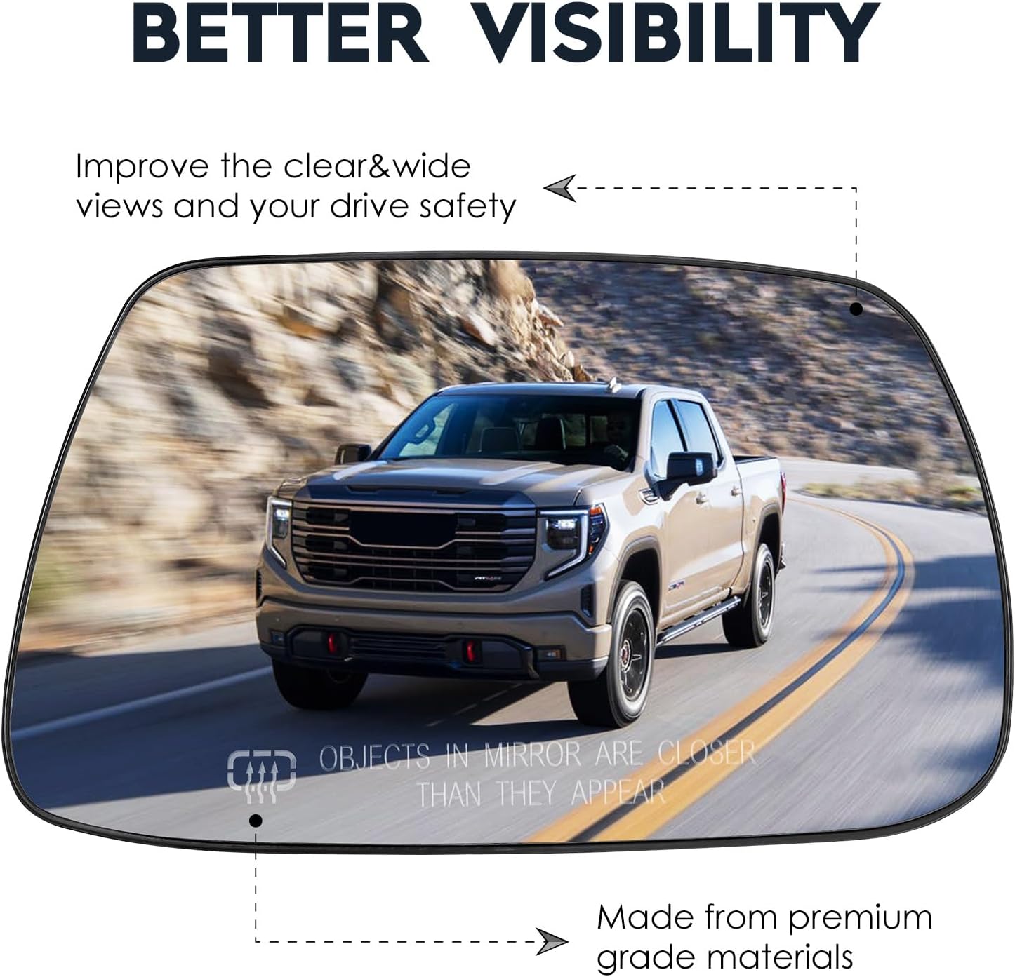 Driver left and Passenger Right Side Mirror Glass with Heated Fit for Jeep Grand Cherokee 2005-2010, Replacement for 5142875AA 5142874AA