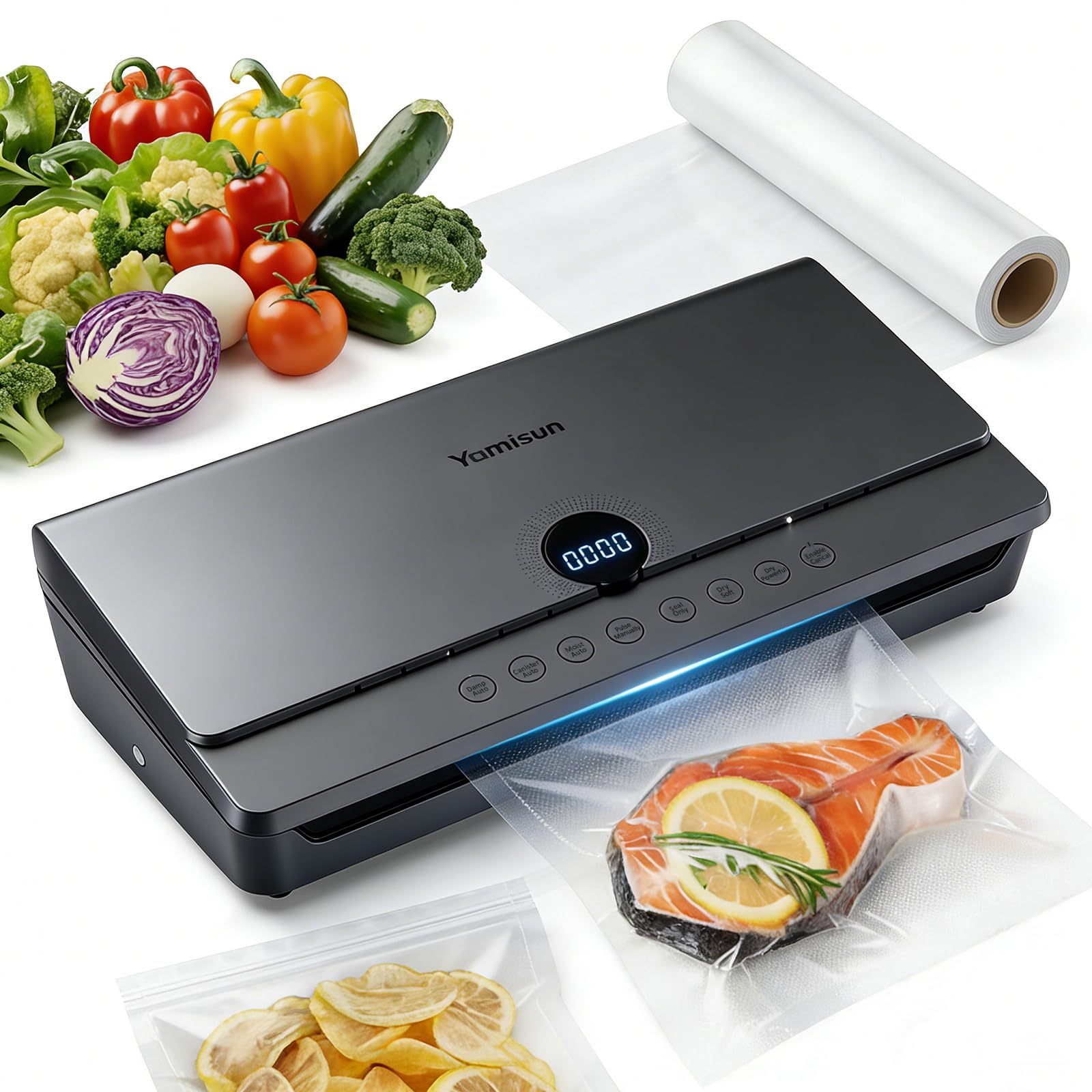 Vacuum Sealer for Food 90Kpa Powerful Vacuum Sealing Machine 7 in 1 Modes with Freshness Storage Bag Powerful Big Size (No pressing needed)