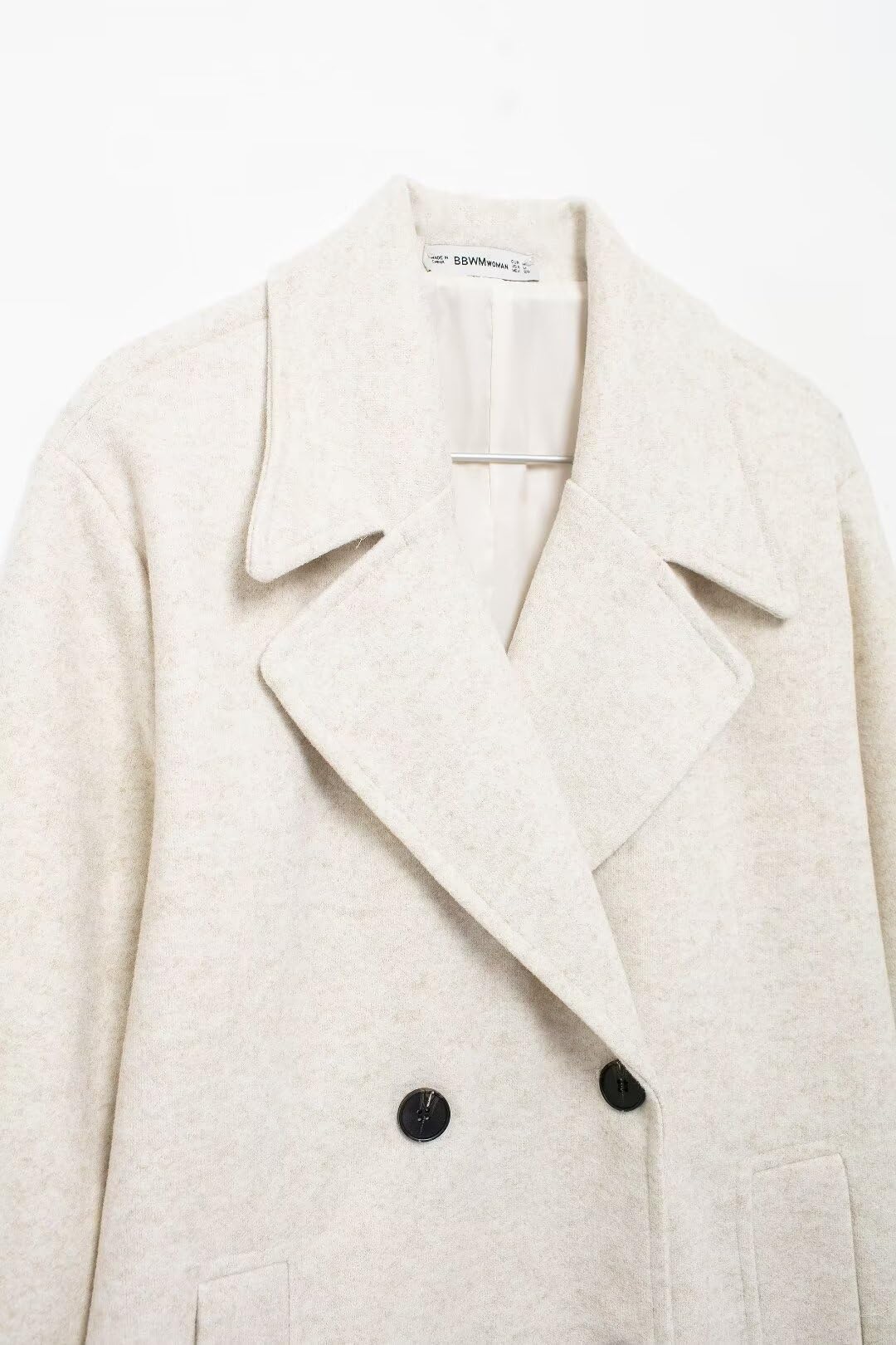 Rebeca De Punto Mujer,Gabardina Larga Cruzada con Solapa De Invierno para Mujer, Beige, Mangas Largas, Solapas con Muescas, Corte Holgado, Chaquetas Cortavientos, Prendas De Vestir Exterio